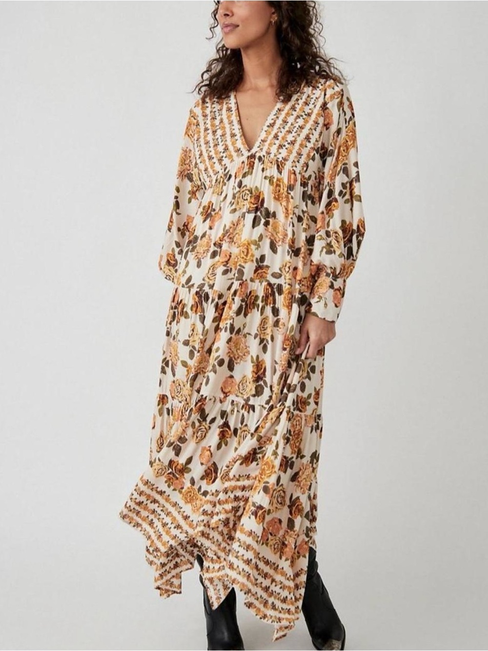 Free People Rows of Roses Maxi Dress S